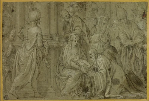 Adoration of the Magi by Benedetto Caliari, drawing, 1590-1598