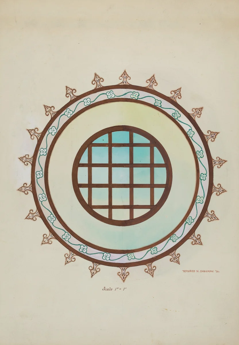 Window in Choir Loft Looking South San Luis Rey Mission by Howard H. Sherman, index of american design, 1936
