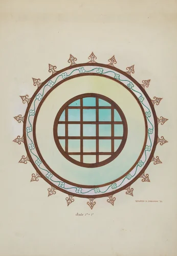 Window in Choir Loft Looking South San Luis Rey Mission by Howard H. Sherman, index of american design, 1936