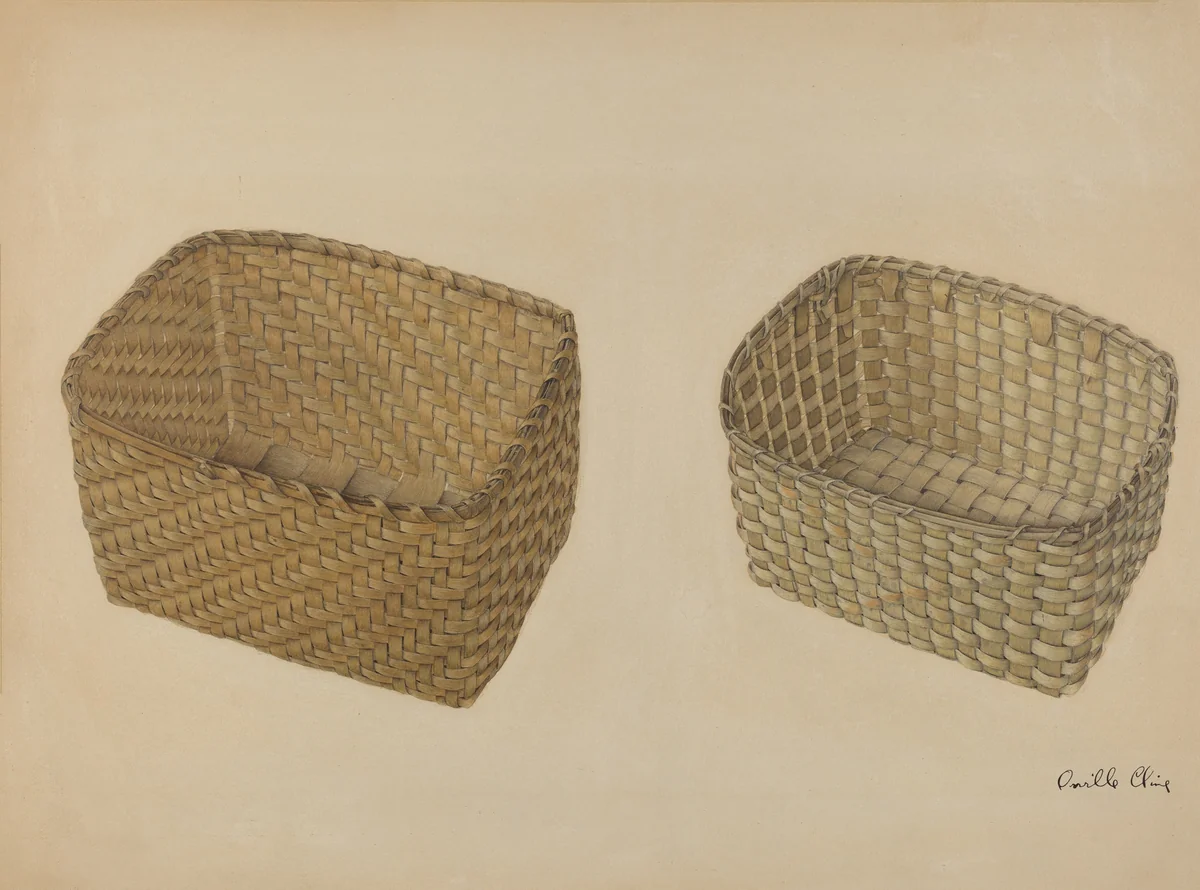 Shaker Baskets by Orville Cline, index of american design, 1937