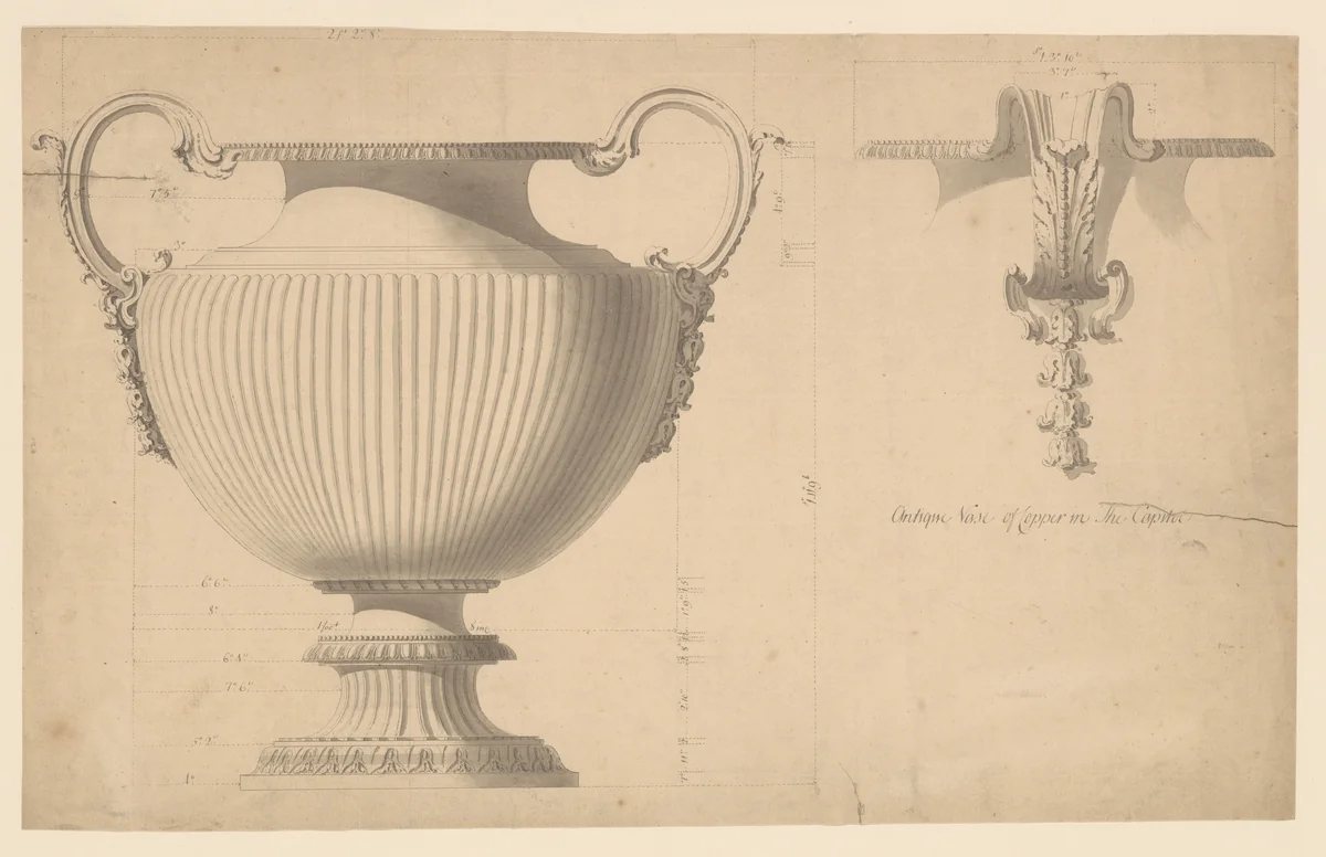 Antique Vase of Copper in the Capitol by Sir William Chambers, drawing, 1745-1760