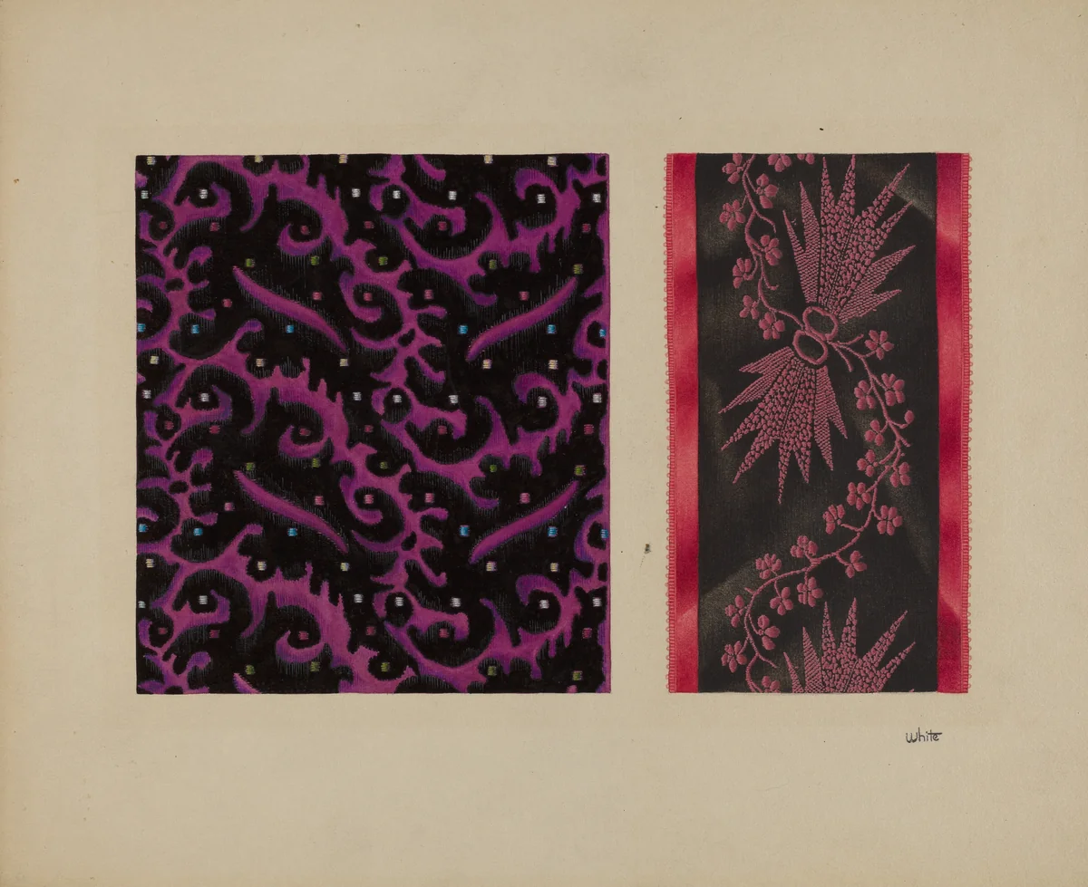 Sample of Silk by Edward White, index of american design, 1938