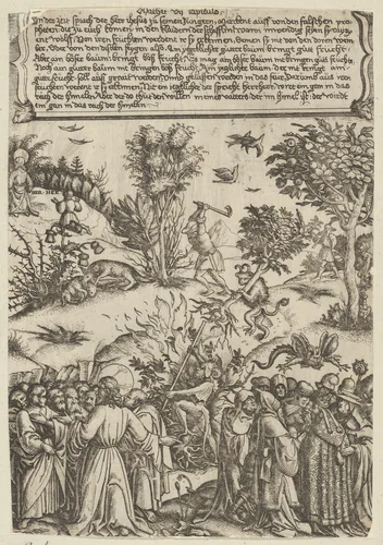 Christ Denouncing False Prophets and Pharisees: Illustration to Matthew 7: 15-21 by Daniel Hopfer, print, 1530-1536