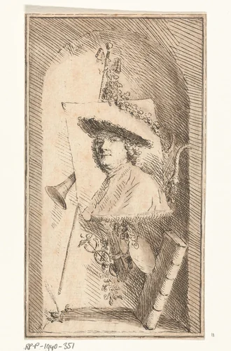 Zelfportret van Cornelis Ploos van Amstel by Cornelis Ploos van Amstel, print, 1748-1798