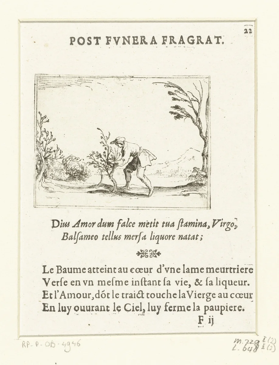 Een man snoeit een boompje by Jacques Callot, print, 1625-1629
