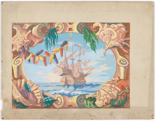 Study for the curtain for the ballet Pocahontas by Karl Free, drawing, 1936