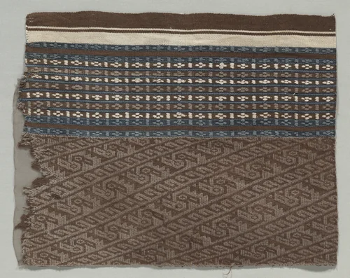 Fragment Composed of Two Fabrics Joined by Unknown, textile, 1100-1400