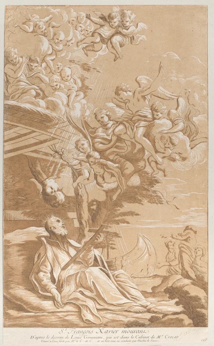 Death of Saint Francis Xavier by Giacinto Gimignani, print, 1724-1734