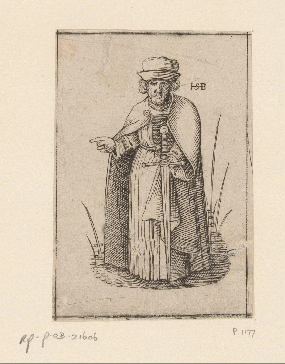 Monnik van de orde van Jakobus met het Zwaard by anonymous, print, 1526