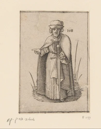 Monnik van de orde van Jakobus met het Zwaard by anonymous, print, 1526