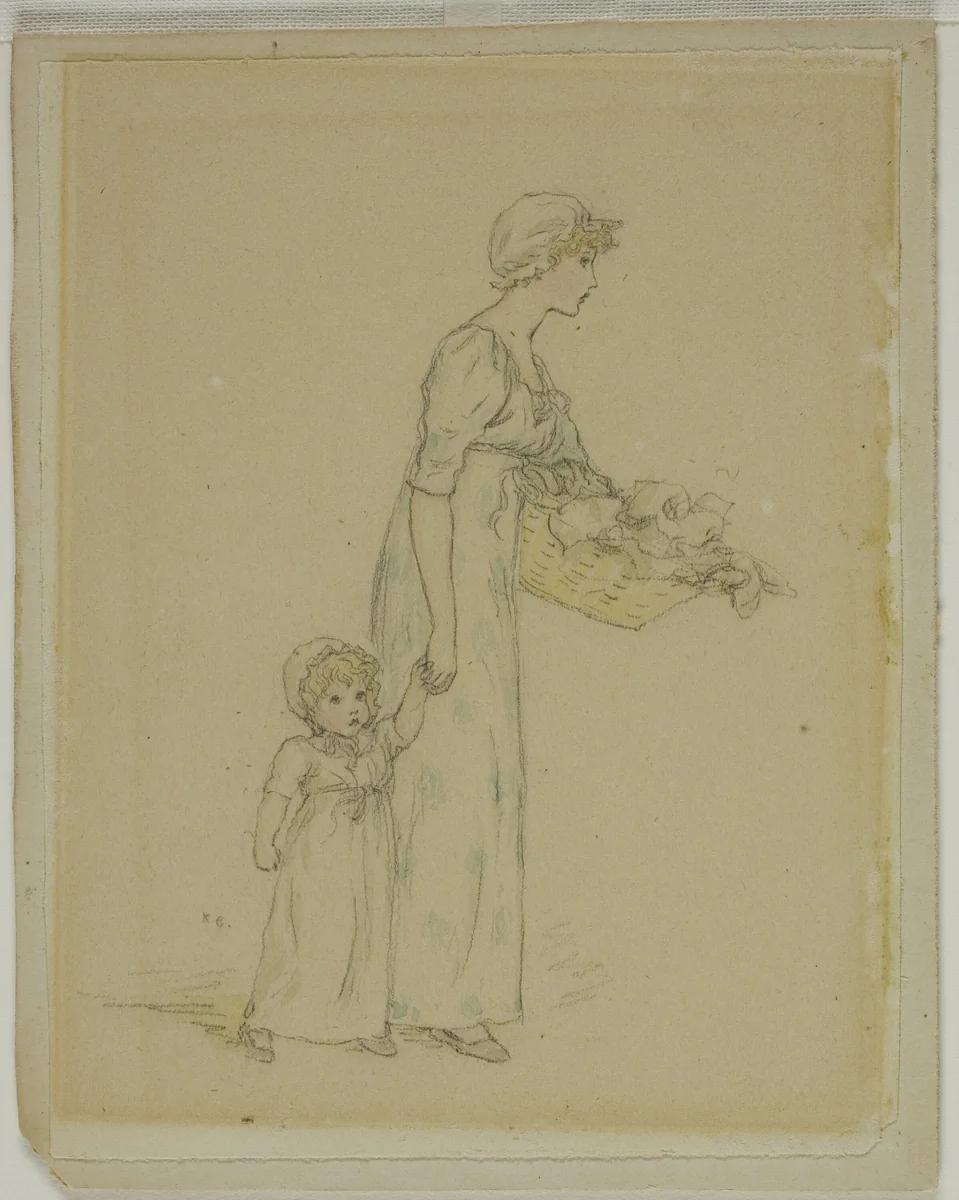Woman with Child by Kate Greenaway, drawing, 1866-1901