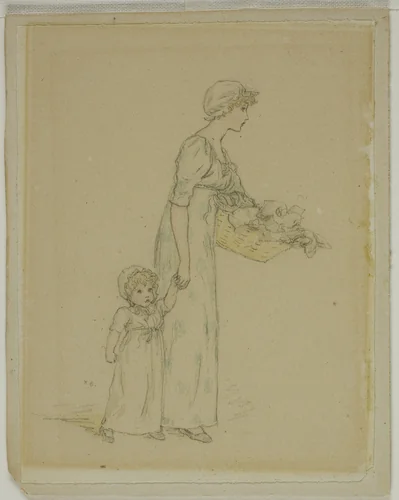 Woman with Child by Kate Greenaway, drawing, 1866-1901