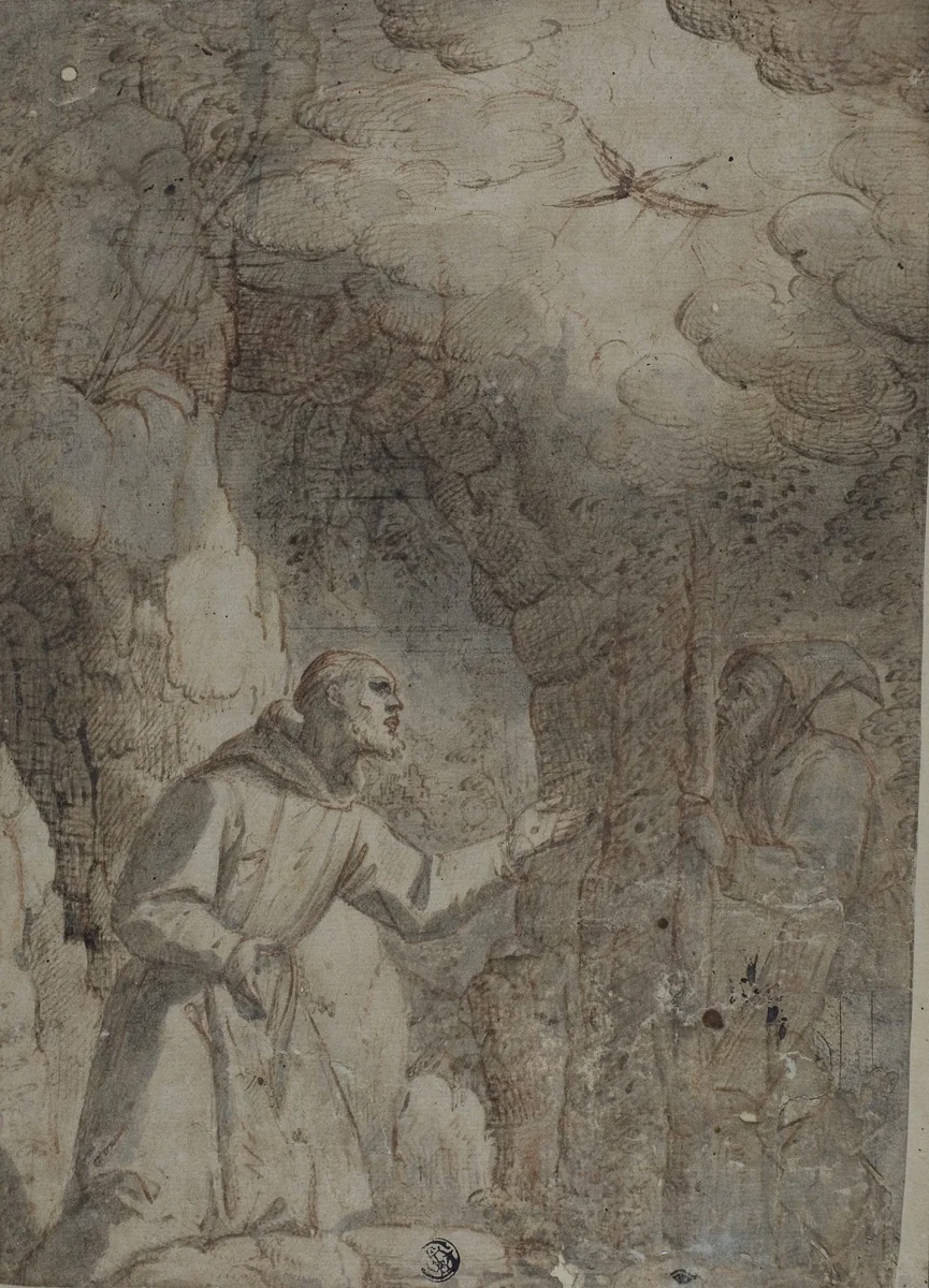 Stigmatization of Saint Francis of Assisi by probably Italian Late 16th Century, drawing, 1580-1599