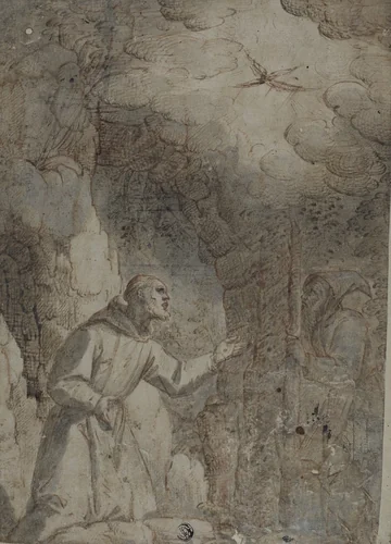 Stigmatization of Saint Francis of Assisi by probably Italian Late 16th Century, drawing, 1580-1599
