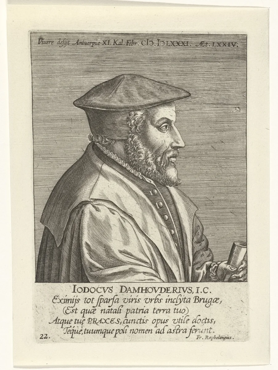 Portret van Joost de Damhouder by Philips Galle, print, 1587-1604