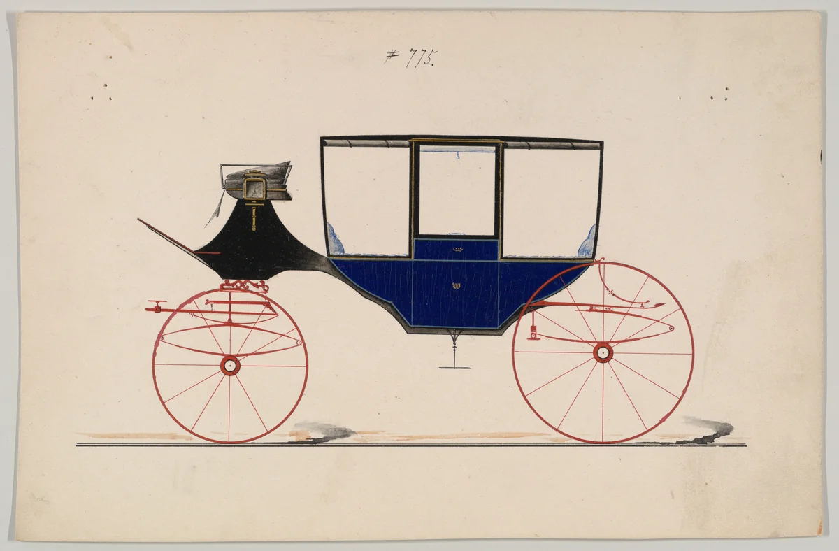 Curtain Coach #775 by Brewster & Co., drawing, 1860-1870