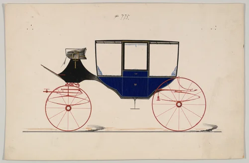 Curtain Coach #775 by Brewster & Co., drawing, 1860-1870