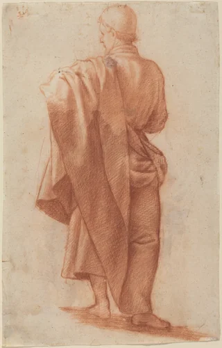 Standing Draped Man [recto] by Jacopo da Empoli, drawing, 1554-1610
