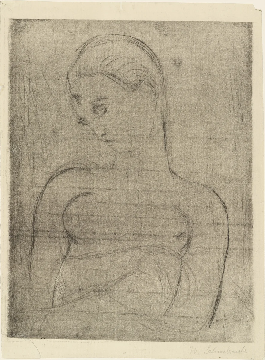 Female Torso, Tilted Head (Weiblicher Torso, Kopf geneigt) by Wilhelm Lehmbruck, print, 1912