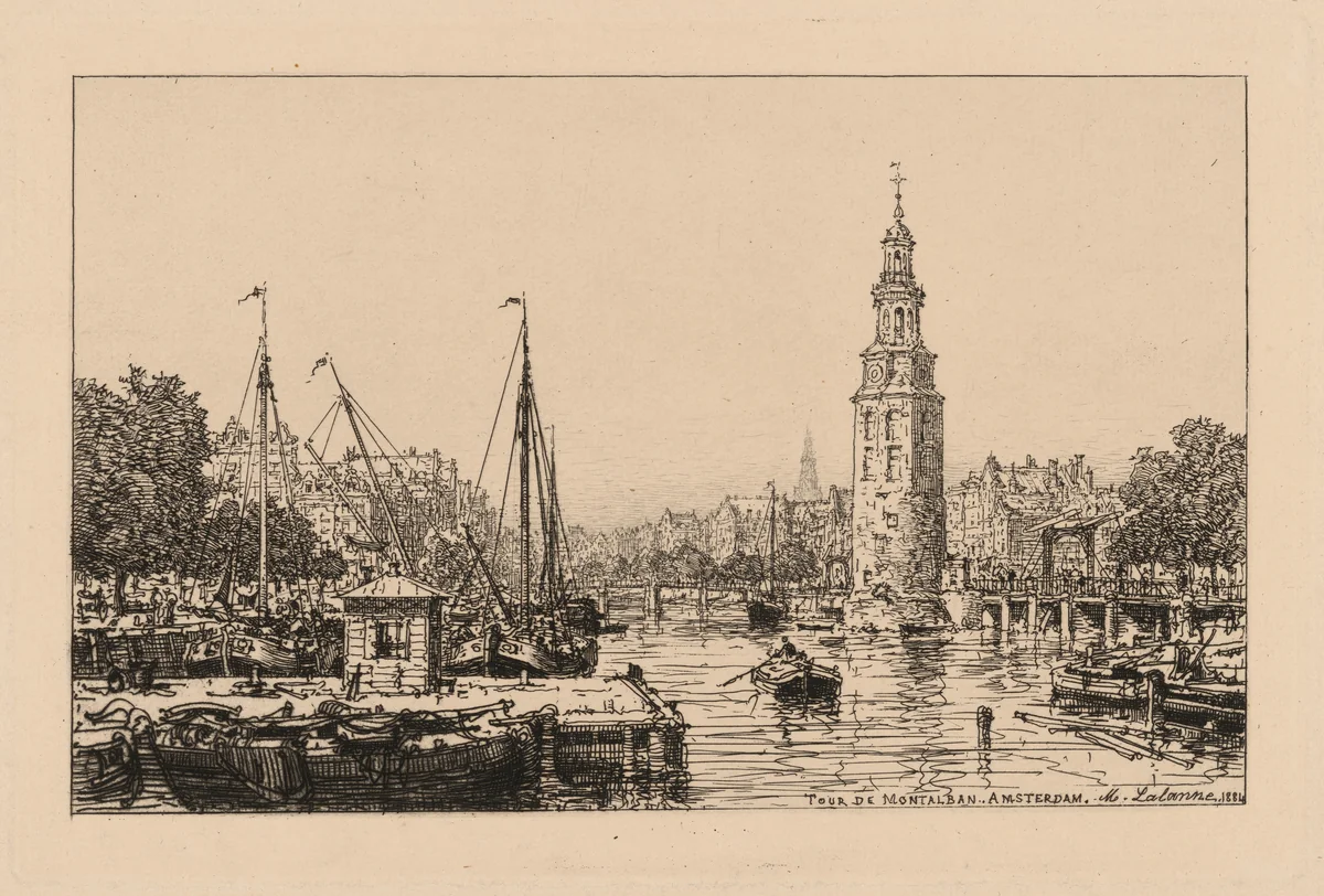 Tour de Montalban, Amsterdam by Maxime Lalanne, print, 1881-1884