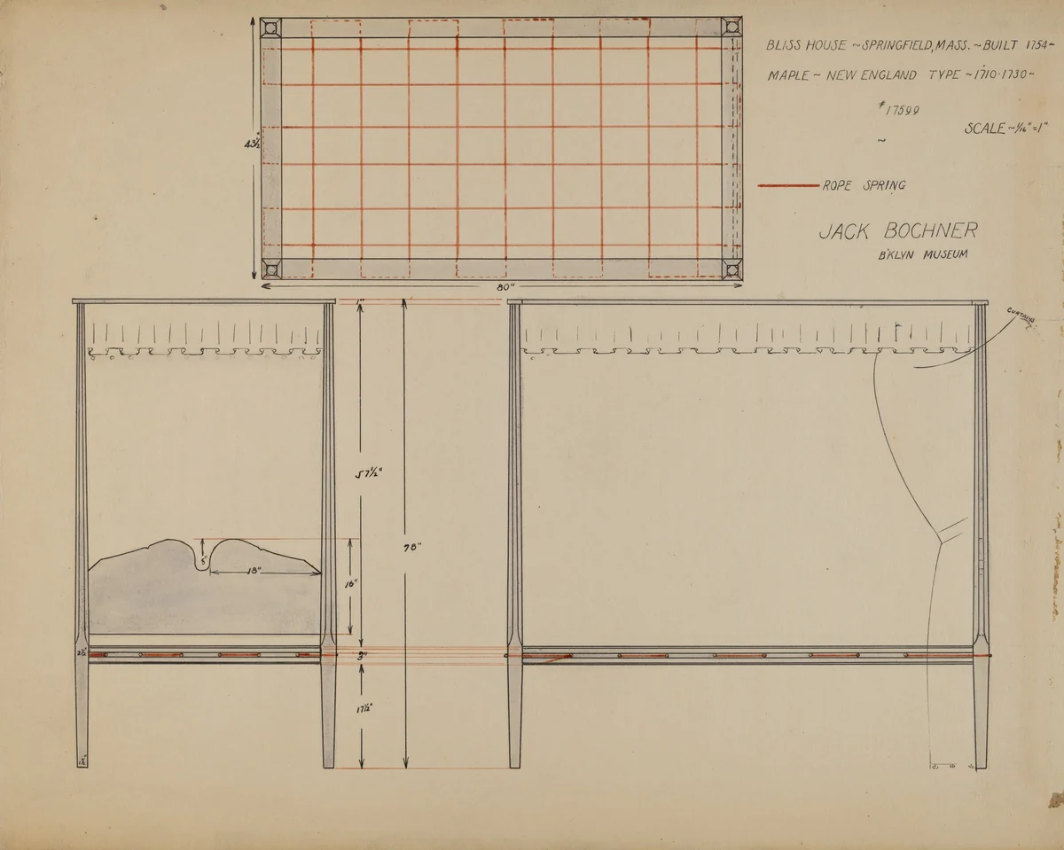 Bed by Jack Bochner, index of american design, 1936