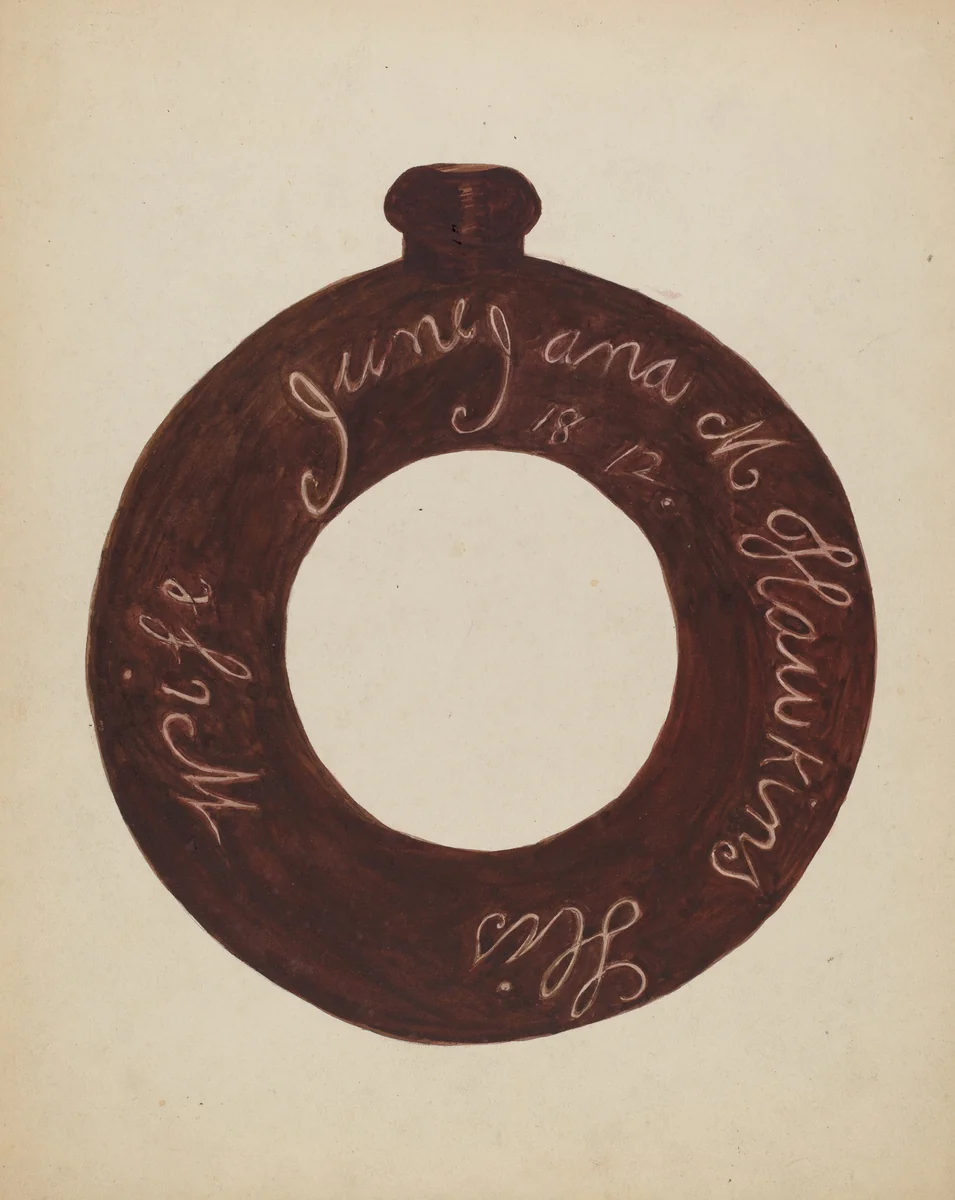 Pottery Bottle by Willoughby Ions, index of american design, 1936