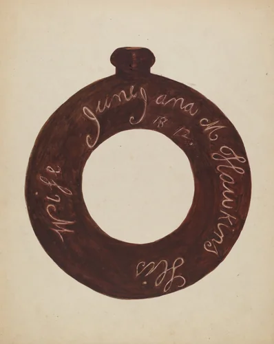 Pottery Bottle by Willoughby Ions, index of american design, 1936