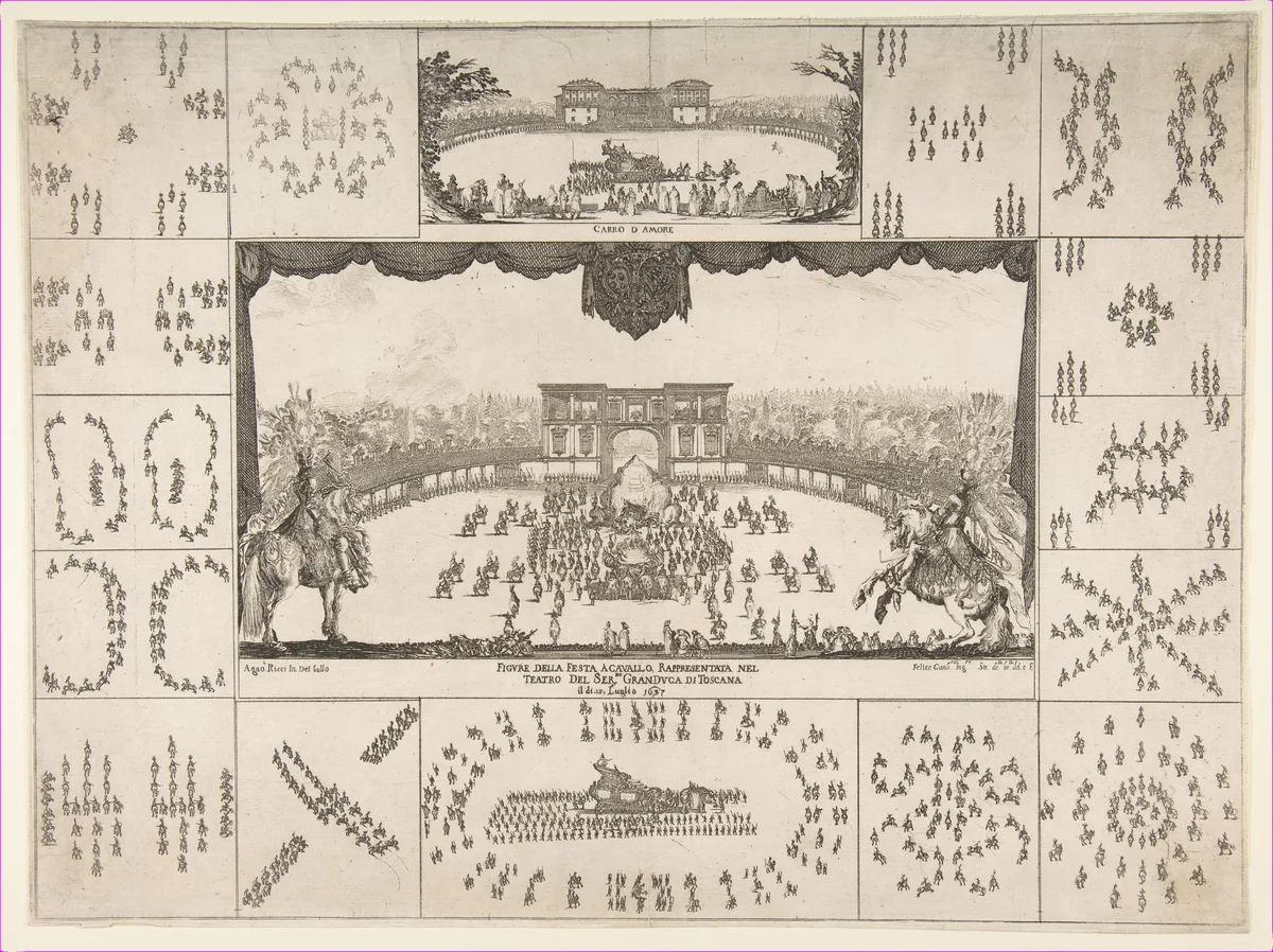 Carousel in Florence for the Marriage of The Grand Duke Ferdinand II by Stefano della Bella, print, 1637