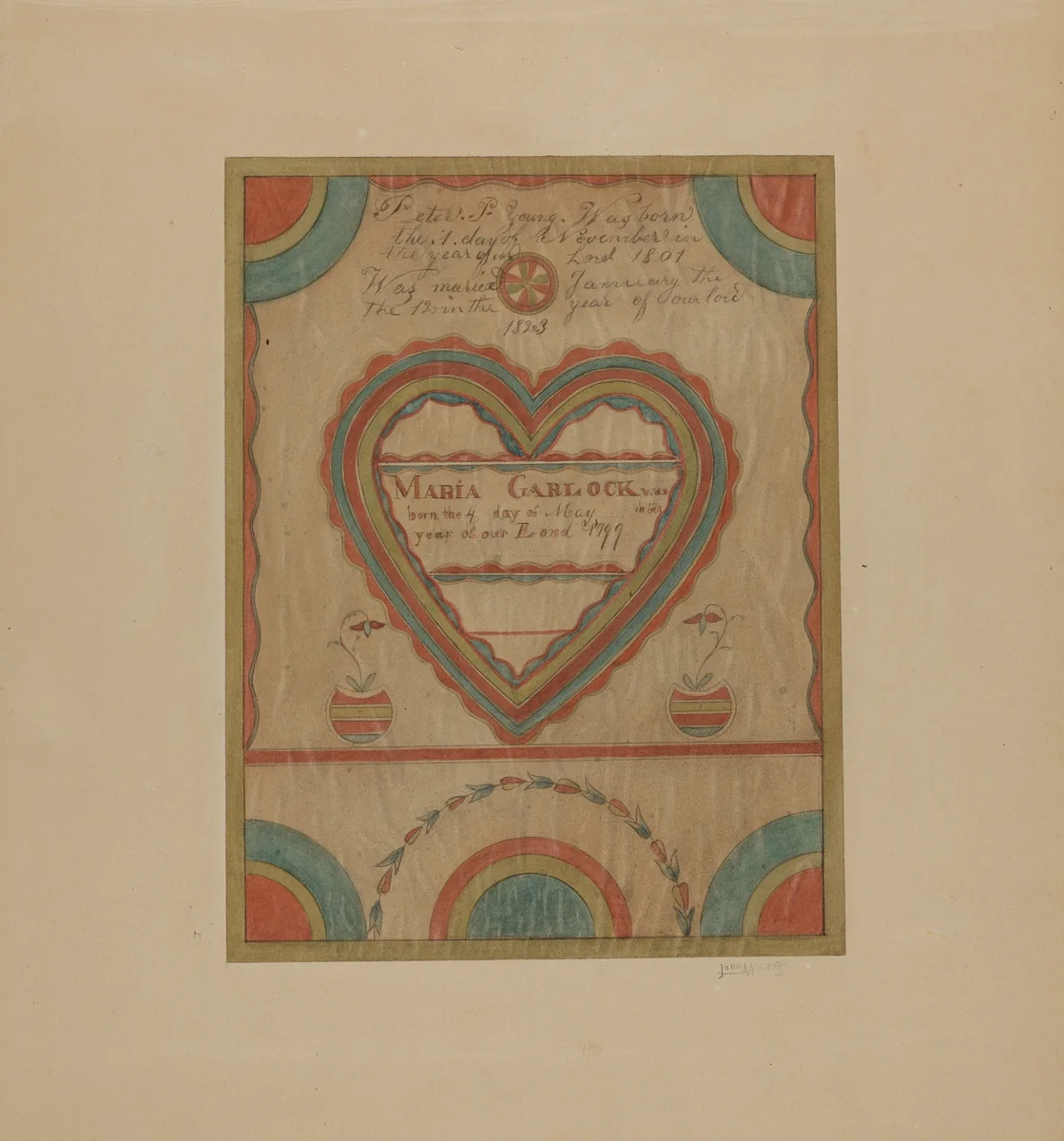 Pa. German Birth Certificate by John Wilkes, index of american design, 1939