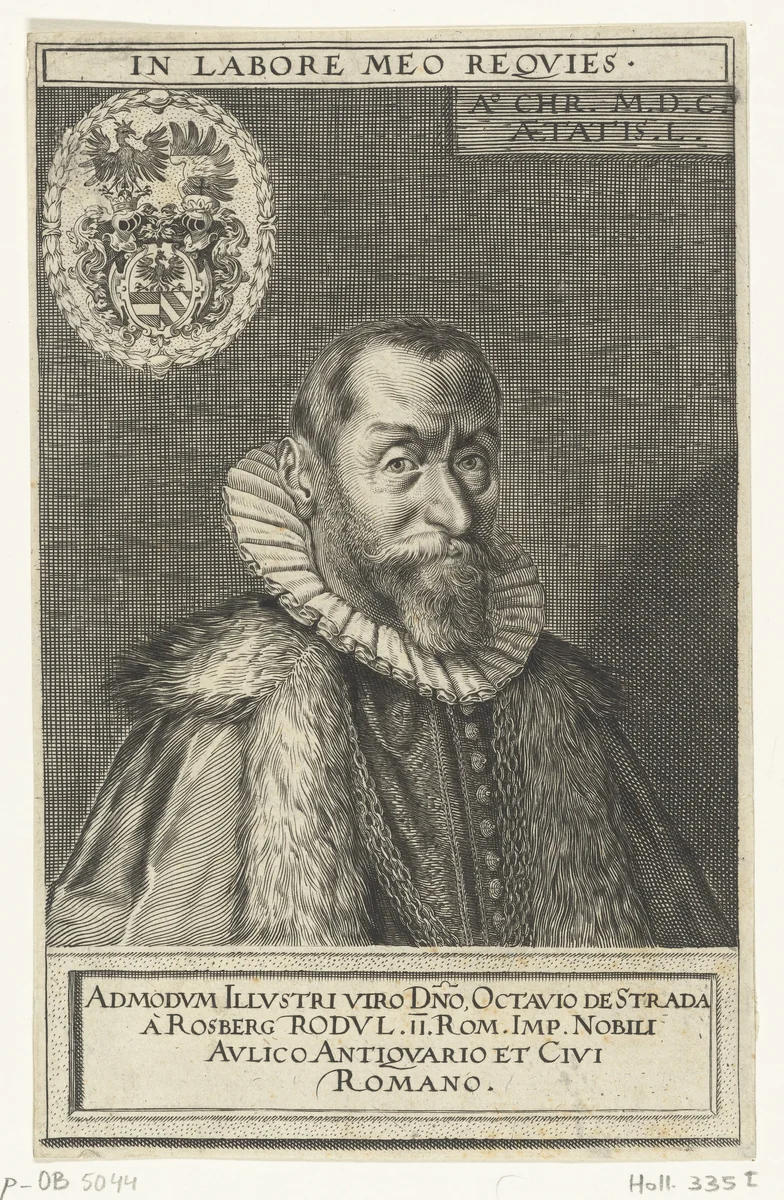 Portret van Ottavio Strada by Aegidius Sadeler, print, 1618