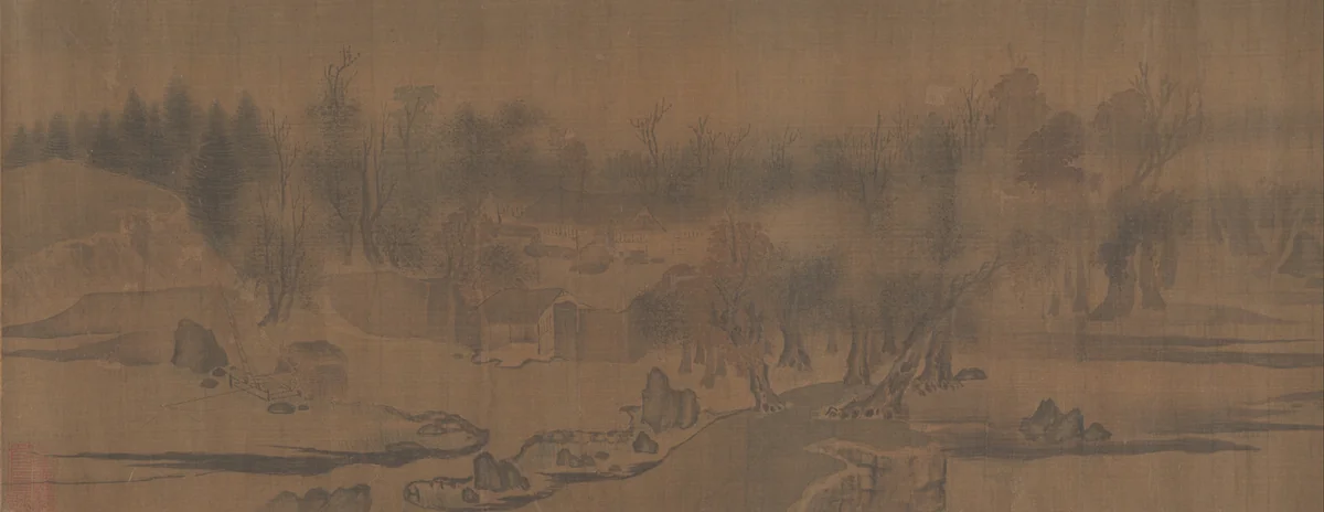 River Village in Autumn Dawn by Zhao Lingrang, painting, 1200-1299