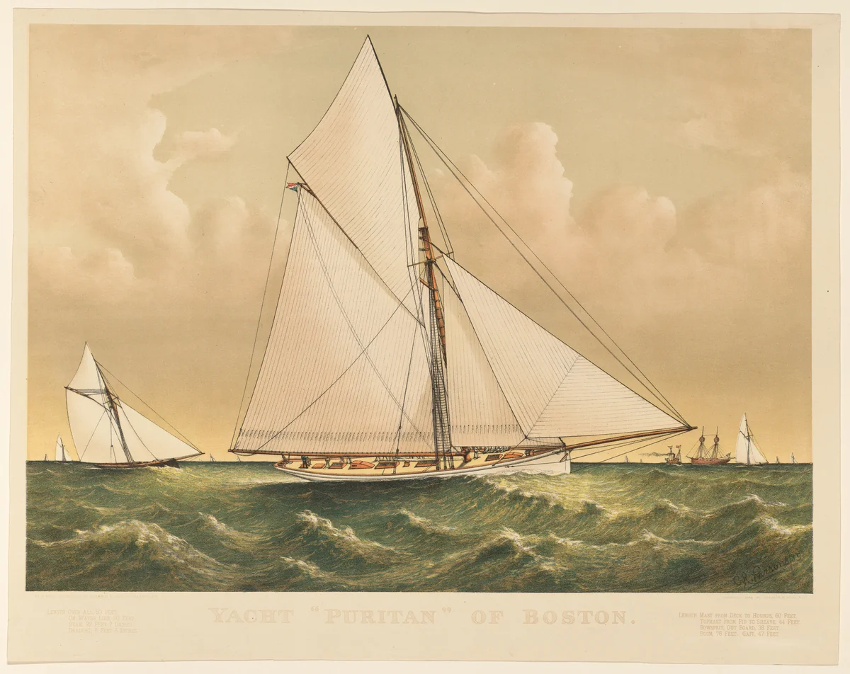 Yacht "Puritan" of Boston by Charles Richard Parsons, print, 1885