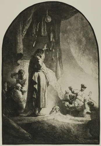 The Raising of Lazarus: The Larger Plate by Rembrandt van Rijn, print, 1627-1637