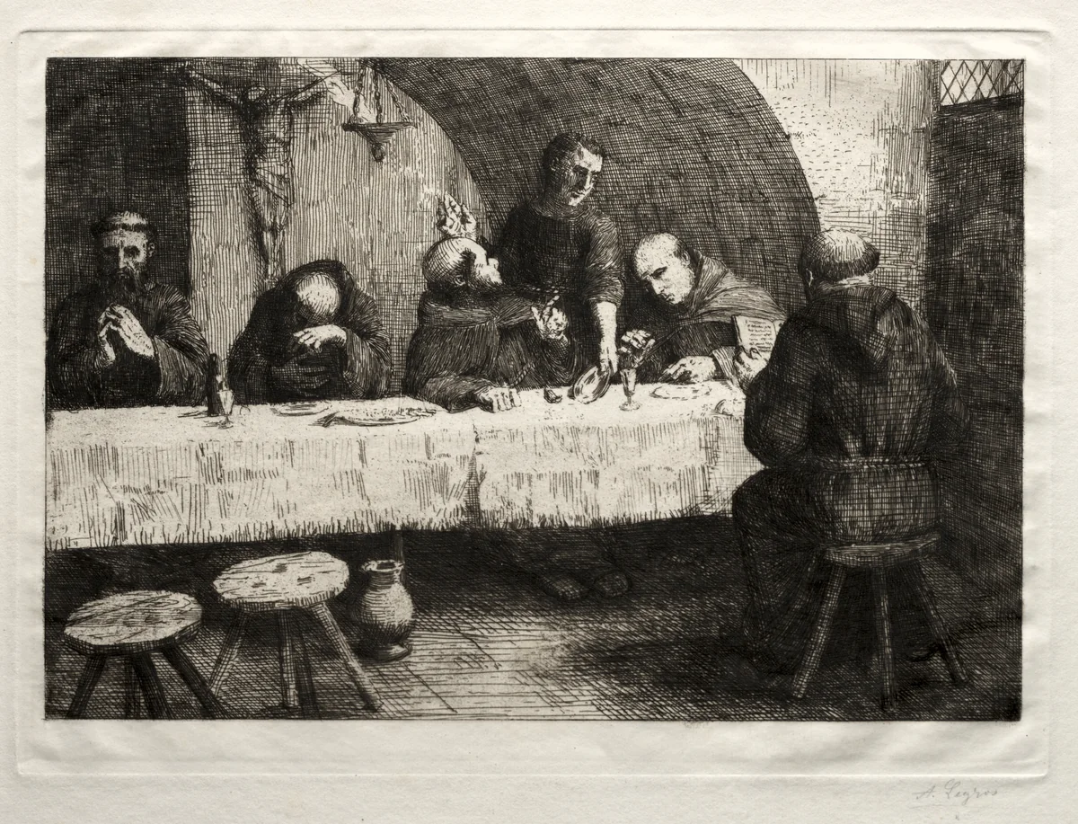The Refectory by Alphonse Legros, print, 1867-1877
