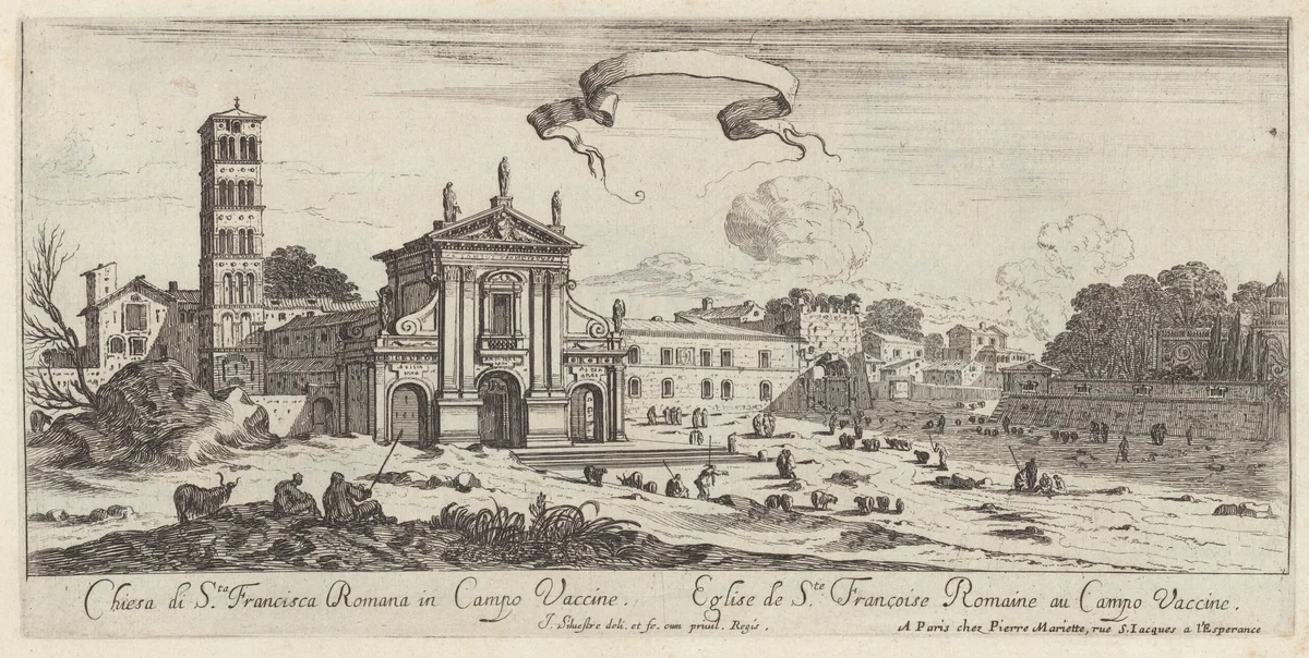 Chiesa di Sta Francisca Romana in Campo Vaccine by Israël Silvestre, print, 1640-1660