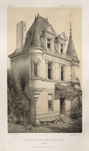 Architecture Pittoresque ou Monuments des xveme. Et xvieme. Siecles: Chateaux De France des XV et XVI Siecles: Pl. 9, Ancien Chateau de Villeneuve (Yonne) by Victor Petit, print, 1860