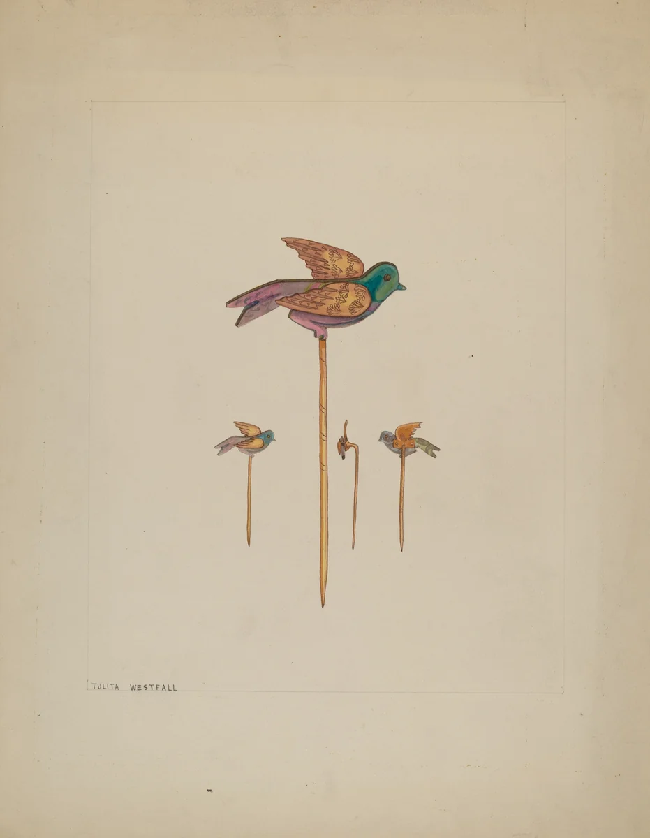 Bird Stick Pin by Tulita Westfall, index of american design, 1937