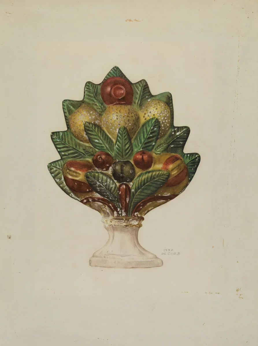 Pa. German Chalkware Mantel Ornament by Inez McCombs, index of american design, 1938