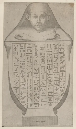 Face of an Egyptian canopic vase, from "Speculum Romanae Magnificentiae" by Etienne DuPérac, print, 1530-1605