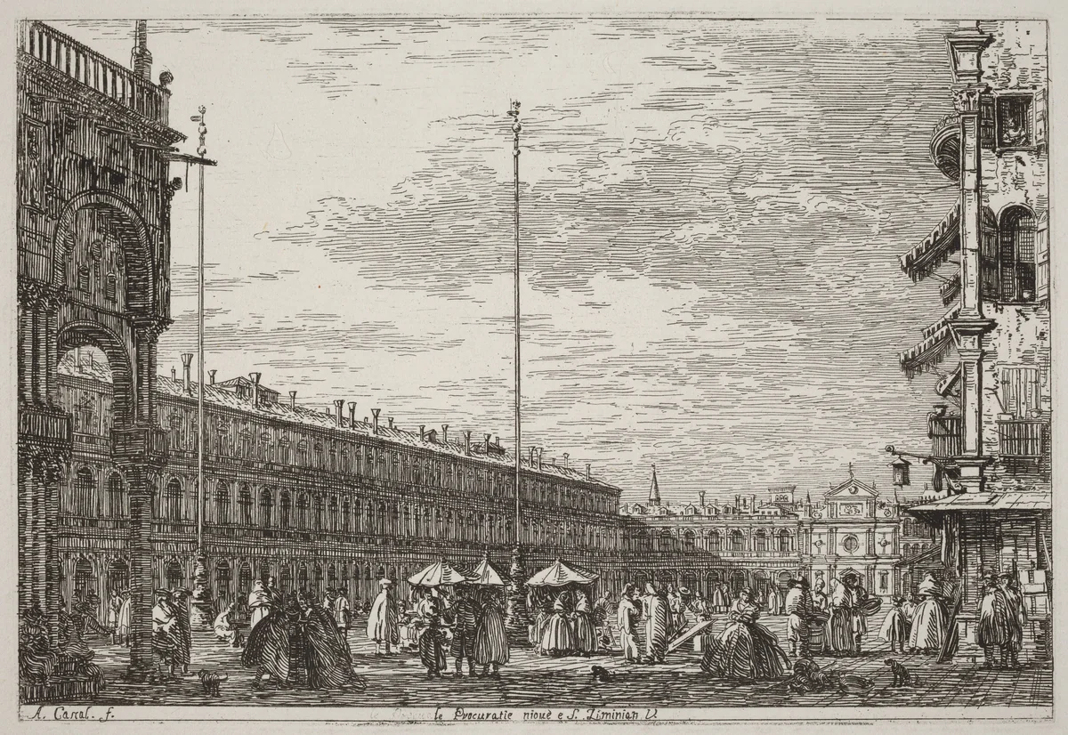 Le Procuratie niove e S. Ziminian V. [upper right] by Canaletto, print, 1735-1746
