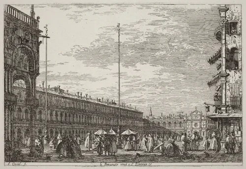 Le Procuratie niove e S. Ziminian V. [upper right] by Canaletto, print, 1735-1746