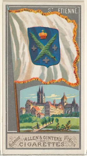 St. Etienne, from the City Flags series (N6) for Allen & Ginter Cigarettes Brands by Allen & Ginter, print, 1887