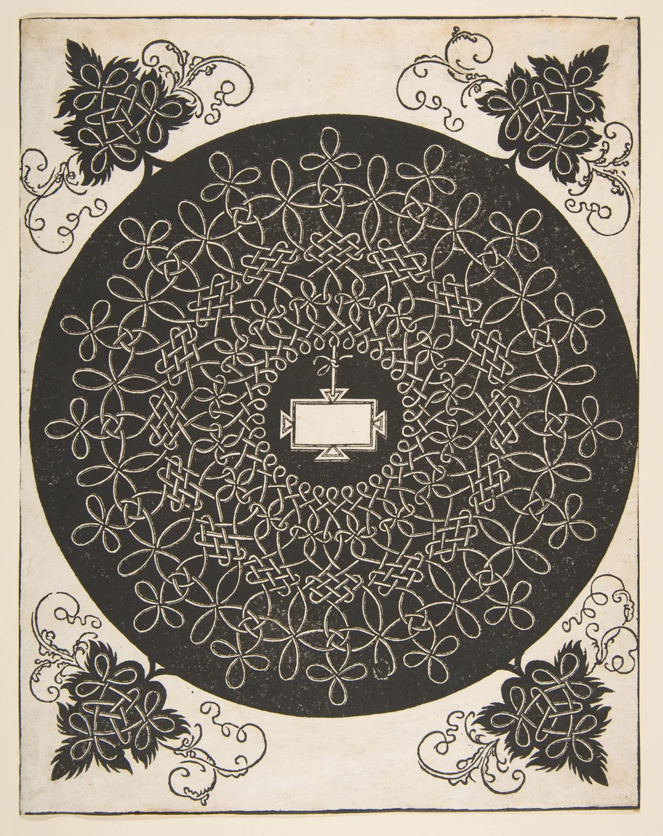 Embroidery Pattern with an Oblong Panel in its Center by Albrecht Dürer, print, 1500-1521