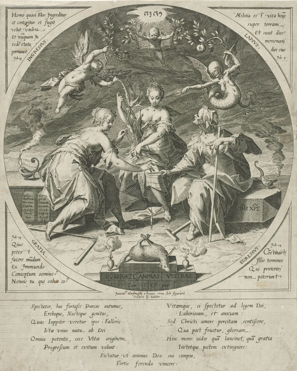 De drie schikgodinnen by Unknown, print, 1589