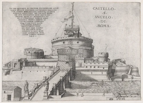 Castello Sant' Angelo, from "Speculum Romanae Magnificentiae" by Nicolas Beatrizet, print, 1530-1580