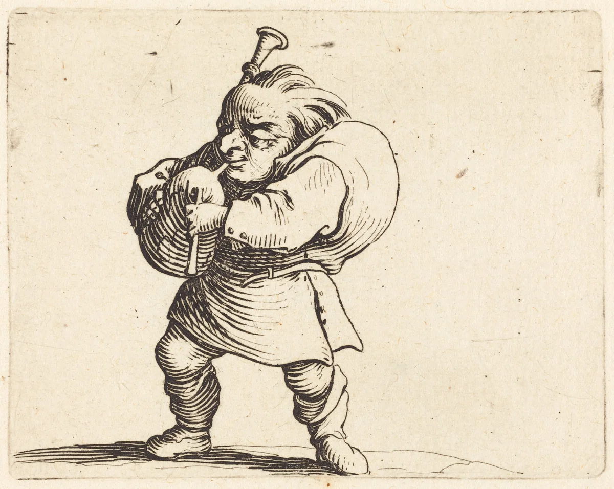 The Bagpipe Player by Jacques Callot, print, 1622