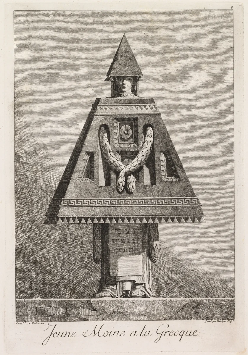 Young Monk in the Greek Style, Plate 9 by Benigno Bossi, print, 1771