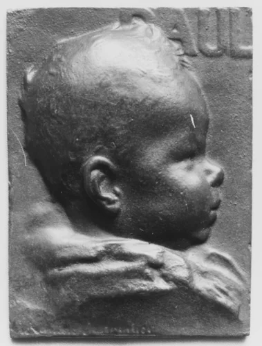 Portrait of Infant (Paul Fierens) by Alexandre-Louis-Marie Charpentier, metalwork, 1885-1899