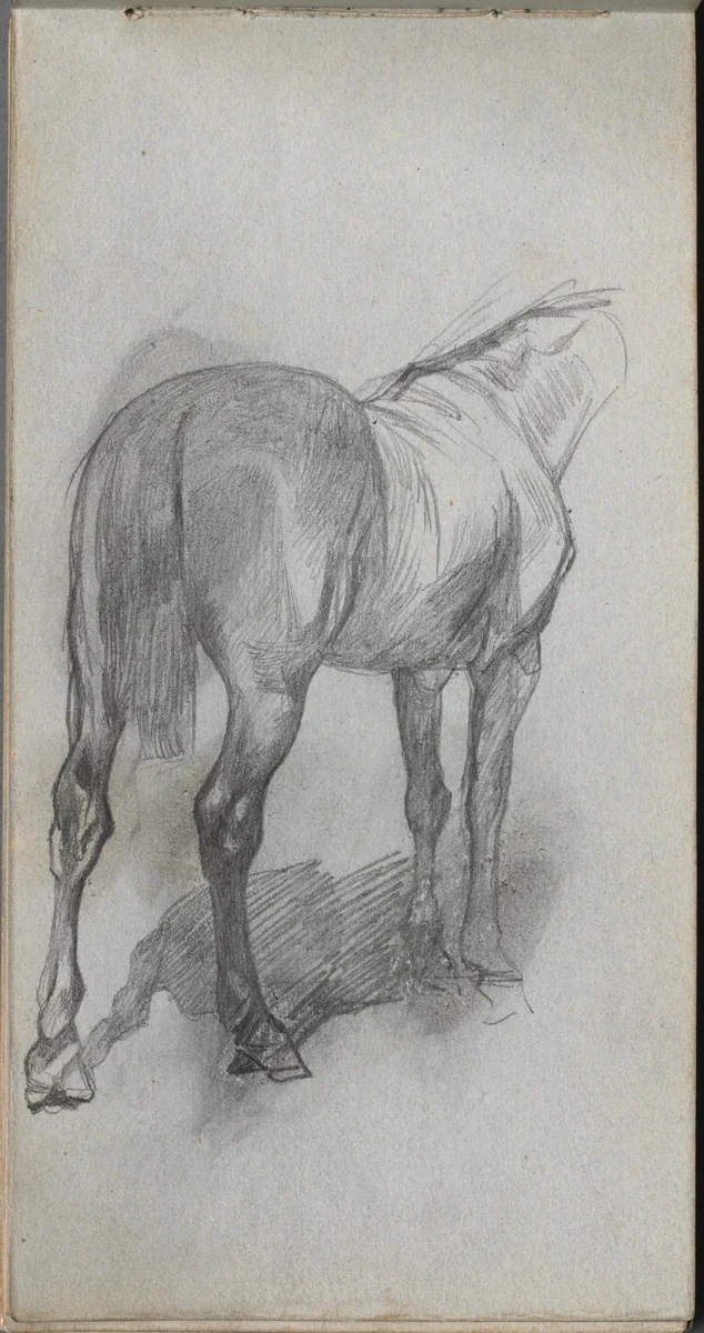 Sketchbook, page 76: Study of a Horse by Ernest Meissonier, book, 1860-1869