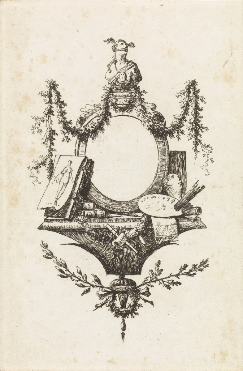 Embleem voor een Rotterdams kunstgenootschap by Gerard van Nijmegen, print, 1745-1808